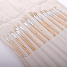 Lade das Bild in den Galerie-Viewer, Malpinselset | 18 Pinsel im Rolletui | Rund- & Flachpinsel, Naturhaar
