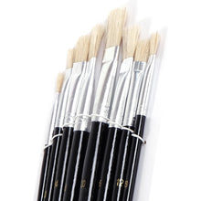 Lade das Bild in den Galerie-Viewer, 8 tlg. Malpinsel Set | eckig, Aluminium, versch. Größen | Naturhaar