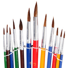 Lade das Bild in den Galerie-Viewer, 12 tlg. Malpinsel Set | rund, Aluminium, versch. Größen | Ziegenhaar