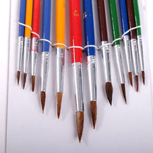 Lade das Bild in den Galerie-Viewer, 12 tlg. Malpinsel Set | rund, Aluminium, versch. Größen | Ziegenhaar
