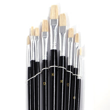 Lade das Bild in den Galerie-Viewer, 9 tlg. Malpinsel Set | eckig, Aluminium, versch. Größen | Naturhaar