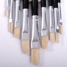Lade das Bild in den Galerie-Viewer, 9 tlg. Malpinsel Set | eckig, Aluminium, versch. Größen | Naturhaar