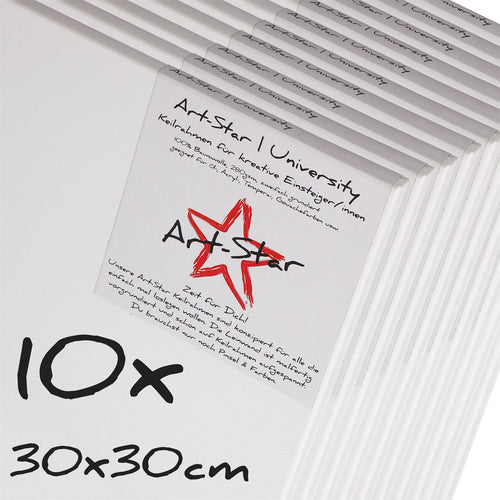 10 ART-STAR Leinwände | 30x30 cm | auf Keilrahmen, 100% Baumwolle