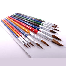 Lade das Bild in den Galerie-Viewer, 12 tlg. Malpinsel Set | rund, Aluminium, versch. Größen | Ziegenhaar
