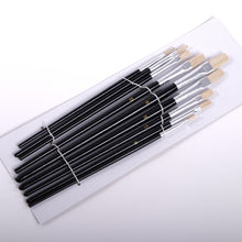 Lade das Bild in den Galerie-Viewer, 9 tlg. Malpinsel Set | eckig, Aluminium, versch. Größen | Naturhaar
