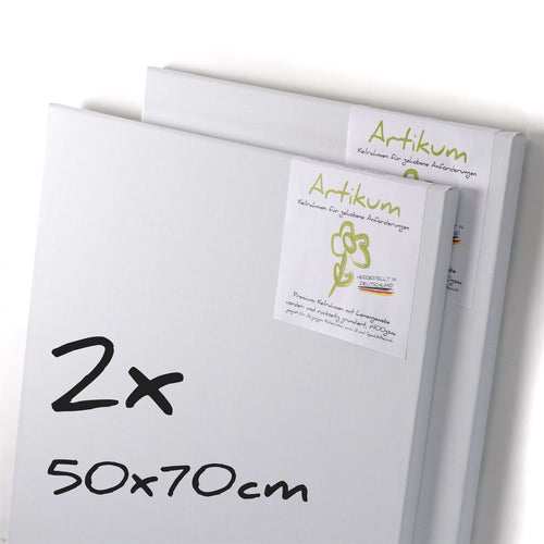 2x ARTIKUM LEINEN | PREMIUM LEINWAND auf KEILRAHMEN 50x70cm |